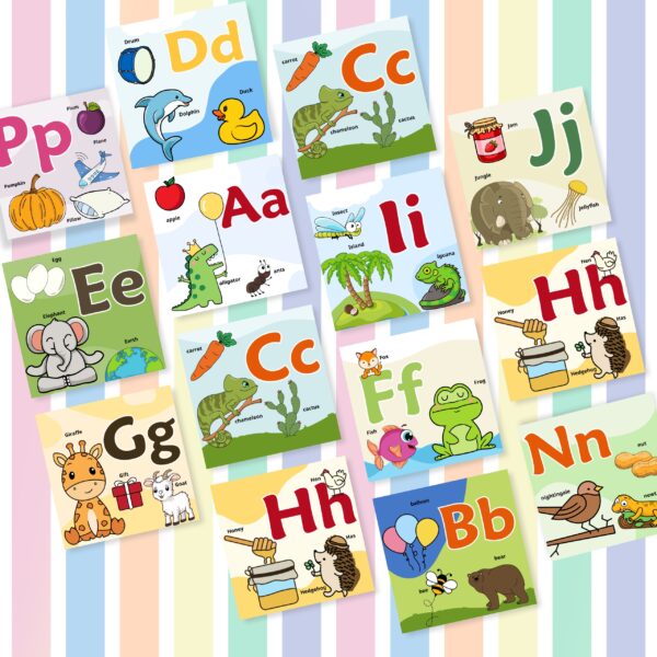 ⁦بطاقات حروف الهجاء حرف وصورة- بطاقات تعليمية (اللغة الانجليزية والعربية)⁩ - الصورة ⁦3⁩